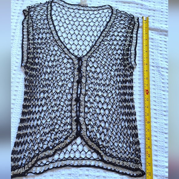 FINAMODA women's top / cover up, Silver and black , one size - Picture 4 of 4